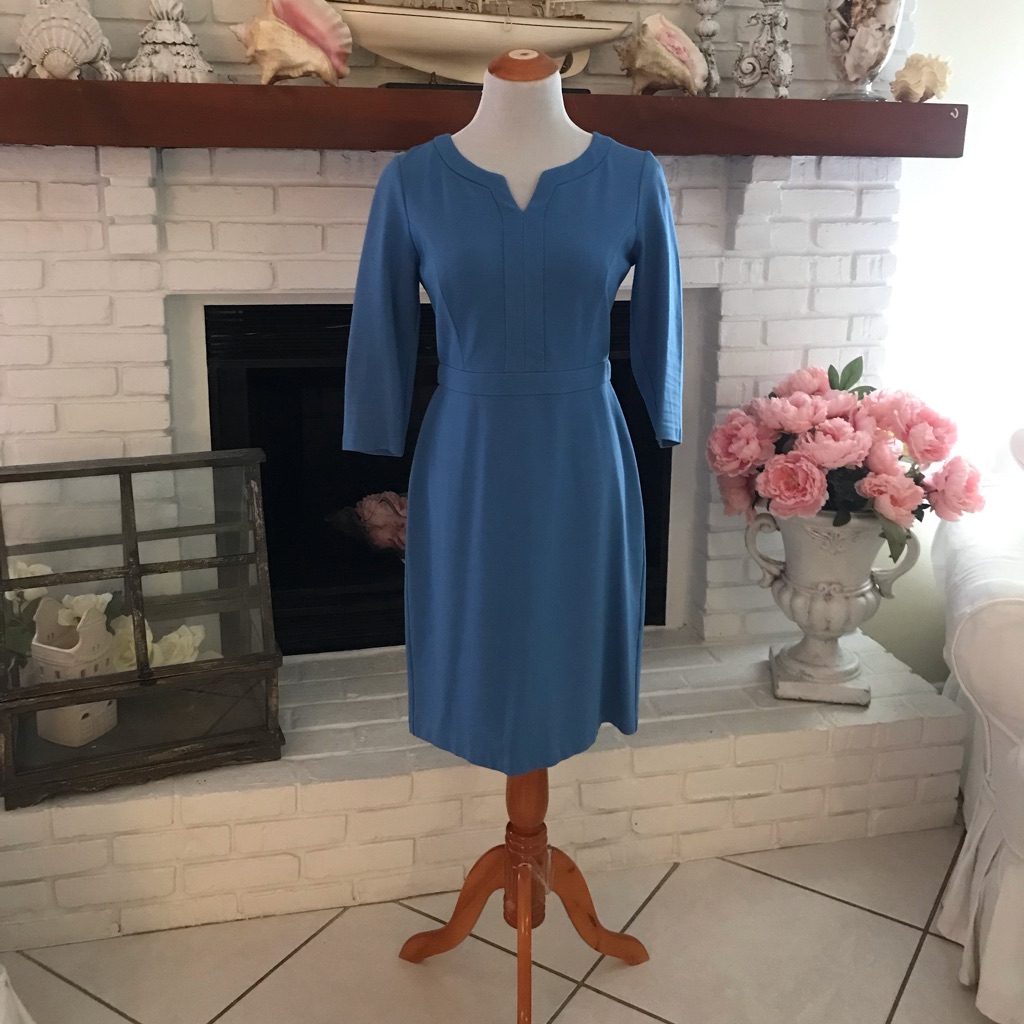 Talbots Petite Blue Stretch Dress Size 4p